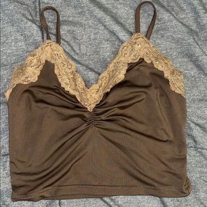 brown lace trim cami